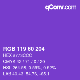 カラーコード: RGB 119 60 204 | qconv.com