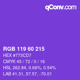 カラーコード: RGB 119 60 215 | qconv.com