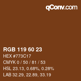 颜色代码: RGB 119 60 23 | qconv.com
