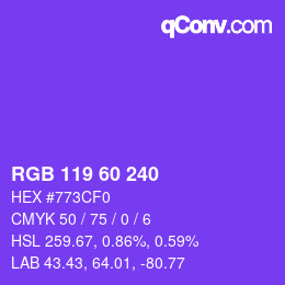 カラーコード: RGB 119 60 240 | qconv.com
