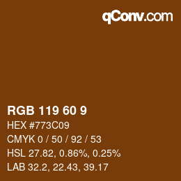 颜色代码: RGB 119 60 9 | qconv.com