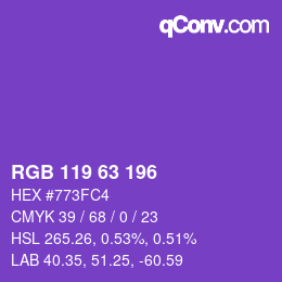 カラーコード: RGB 119 63 196 | qconv.com