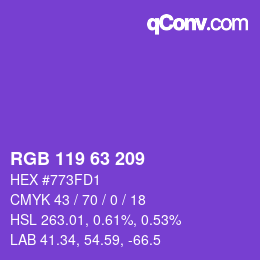 カラーコード: RGB 119 63 209 | qconv.com