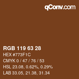 颜色代码: RGB 119 63 28 | qconv.com