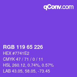 Color code: RGB 119 65 226 | qconv.com