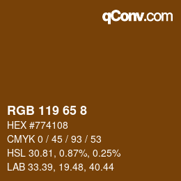 カラーコード: RGB 119 65 8 | qconv.com