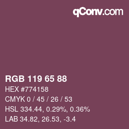 颜色代码: RGB 119 65 88 | qconv.com