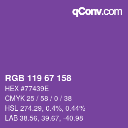 颜色代码: RGB 119 67 158 | qconv.com