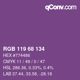 Color code: RGB 119 68 134 | qconv.com