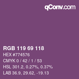 カラーコード: RGB 119 69 118 | qconv.com