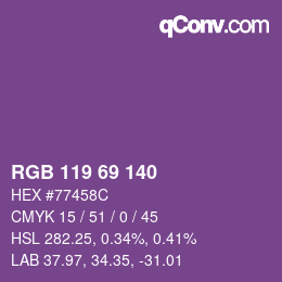 颜色代码: RGB 119 69 140 | qconv.com