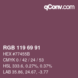 Color code: RGB 119 69 91 | qconv.com