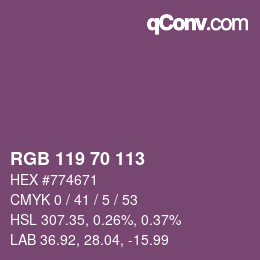 Color code: RGB 119 70 113 | qconv.com