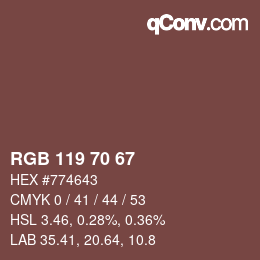 Code couleur: RGB 119 70 67 | qconv.com