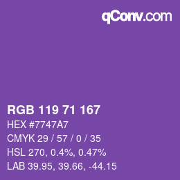 カラーコード: RGB 119 71 167 | qconv.com