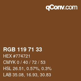 Color code: RGB 119 71 33 | qconv.com