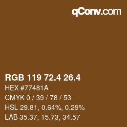 カラーコード: RGB 119 72.4 26.4 | qconv.com