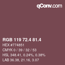 カラーコード: RGB 119 72.4 81.4 | qconv.com