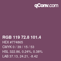 カラーコード: RGB 119 72.8 101.4 | qconv.com