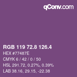 カラーコード: RGB 119 72.8 126.4 | qconv.com