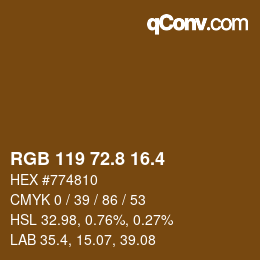 カラーコード: RGB 119 72.8 16.4 | qconv.com