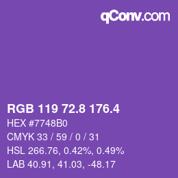 カラーコード: RGB 119 72.8 176.4 | qconv.com