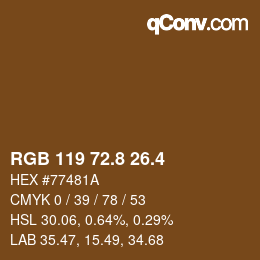 カラーコード: RGB 119 72.8 26.4 | qconv.com