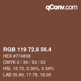 カラーコード: RGB 119 72.8 56.4 | qconv.com