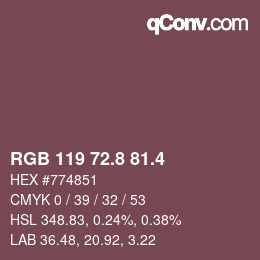 カラーコード: RGB 119 72.8 81.4 | qconv.com