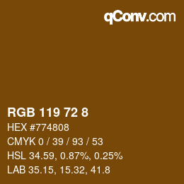Color code: RGB 119 72 8 | qconv.com