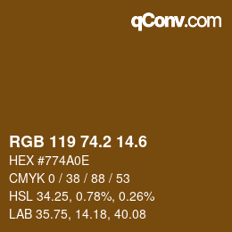 カラーコード: RGB 119 74.2 14.6 | qconv.com