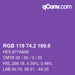 カラーコード: RGB 119 74.2 169.6 | qconv.com