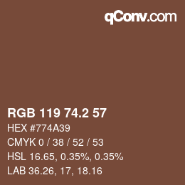 カラーコード: RGB 119 74.2 57 | qconv.com