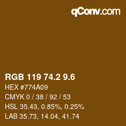 カラーコード: RGB 119 74.2 9.6 | qconv.com