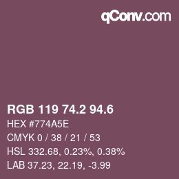 カラーコード: RGB 119 74.2 94.6 | qconv.com