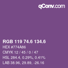 カラーコード: RGB 119 74.6 134.6 | qconv.com