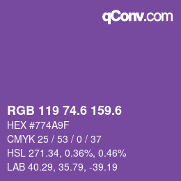 カラーコード: RGB 119 74.6 159.6 | qconv.com