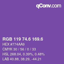 カラーコード: RGB 119 74.6 169.6 | qconv.com