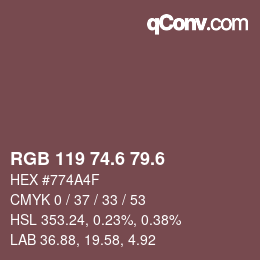 カラーコード: RGB 119 74.6 79.6 | qconv.com
