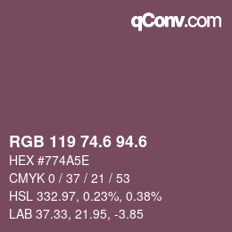 カラーコード: RGB 119 74.6 94.6 | qconv.com