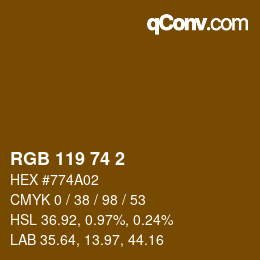 カラーコード: RGB 119 74 2 | qconv.com