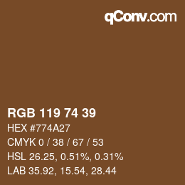 颜色代码: RGB 119 74 39 | qconv.com