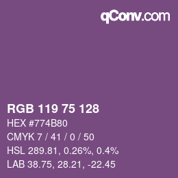 Código de color: RGB 119 75 128 | qconv.com