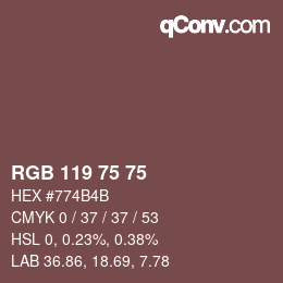 Farbcode: RGB 119 75 75 | qconv.com