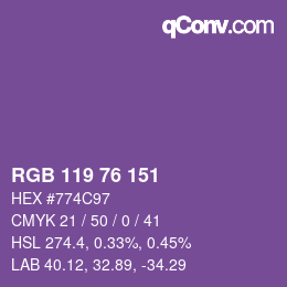 颜色代码: RGB 119 76 151 | qconv.com