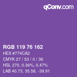 Color code: RGB 119 76 162 | qconv.com