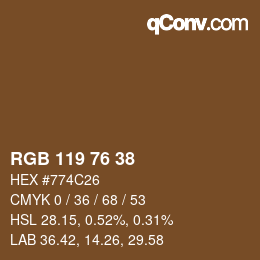 Color code: RGB 119 76 38 | qconv.com