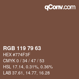カラーコード: RGB 119 79 63 | qconv.com
