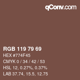 Farbcode: RGB 119 79 69 | qconv.com