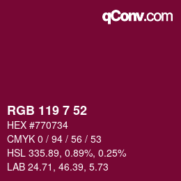 Color code: RGB 119 7 52 | qconv.com